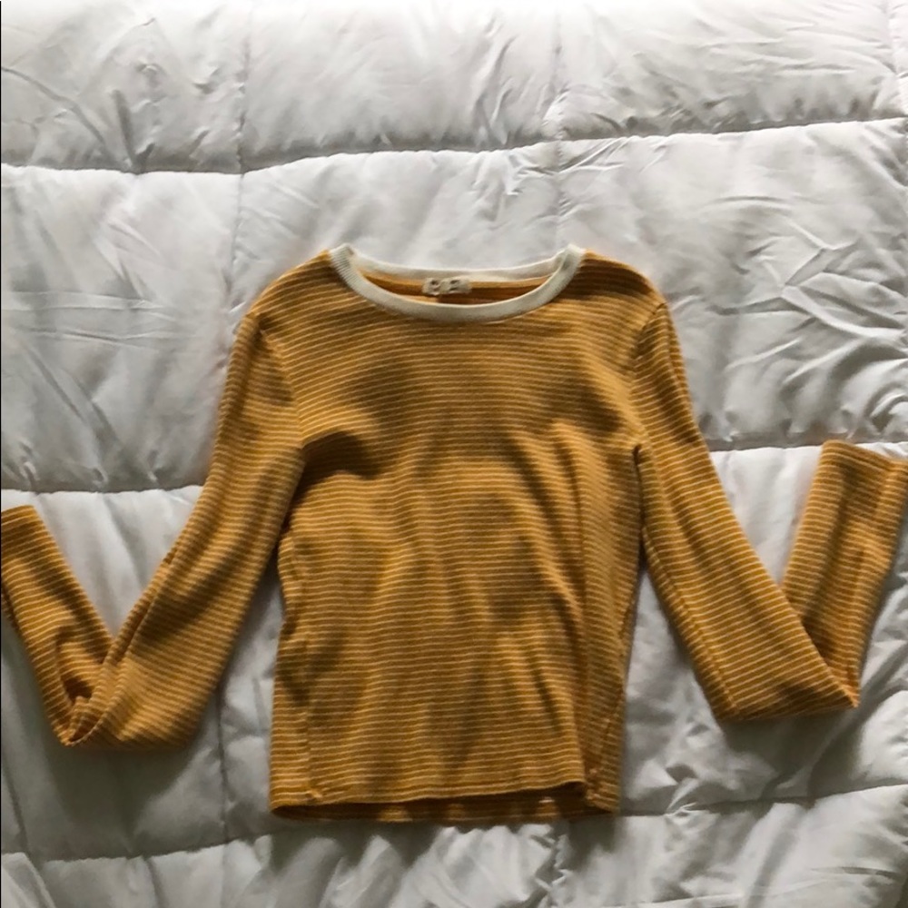 Yellow and white long sleeve shirt